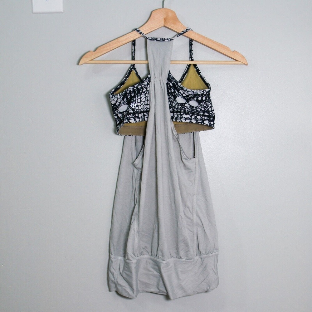 Lululemon Womens Size 4 Racerback Racer Layered Tank Top white black​​ - Picture 4 of 6